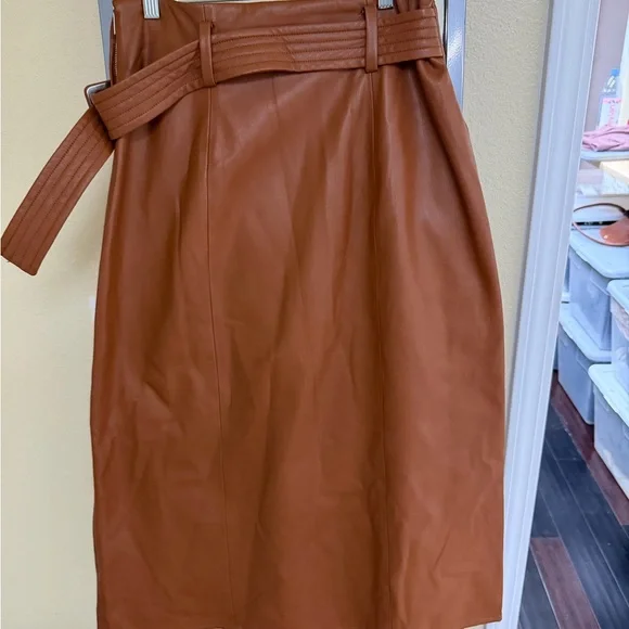 Scotch & Soda Tan Leather Pencil Skirt - Picture 3 of 5